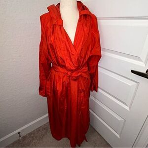 Vintage Foxrun Long Sleeve Full Length Hood Belted Trench Rain Coat